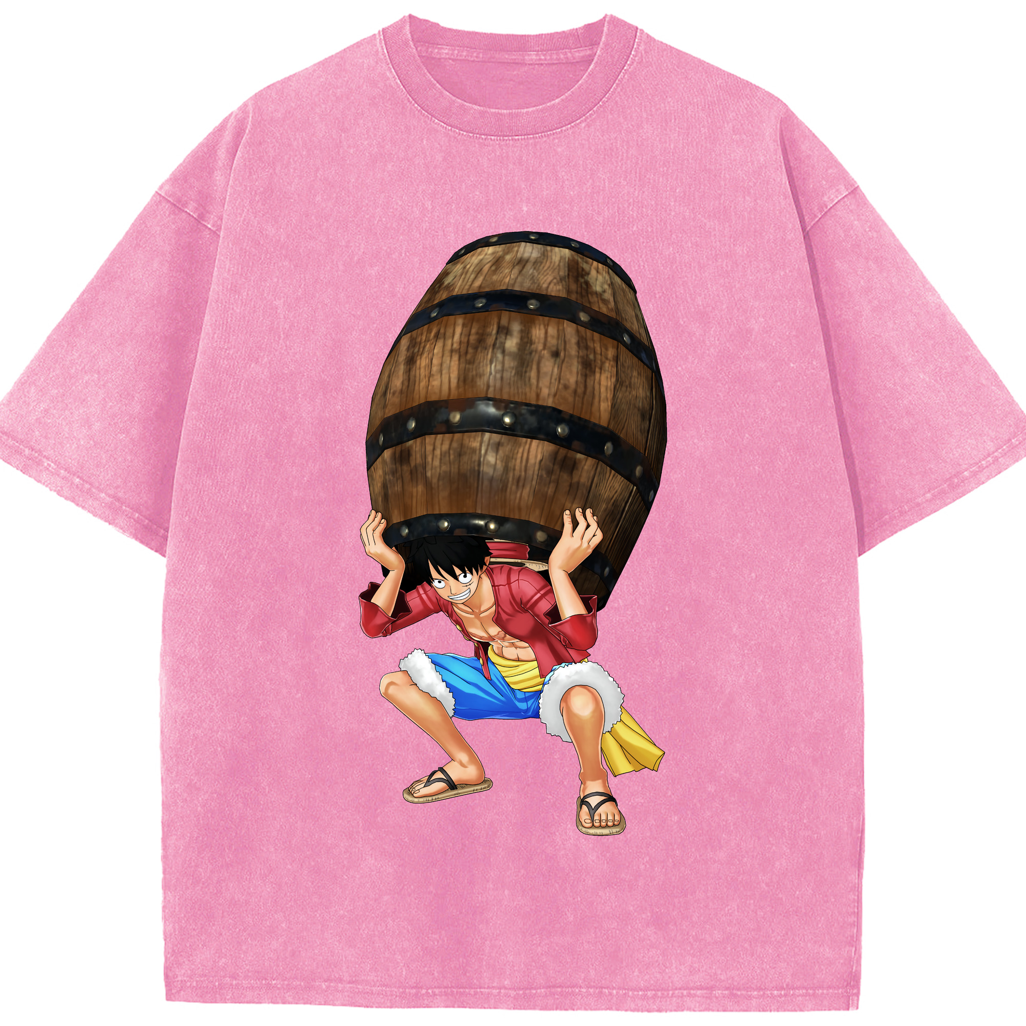 ワンピース モンキー・D・ルフィ ONE PIECE Monkey D. Luffy 綿100% ヴィンテージ風 半袖Tシャツ（フロントプリント）
